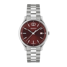Gucci G-Timeless 38mm Burgundy Dial & Stainless Steel Watch