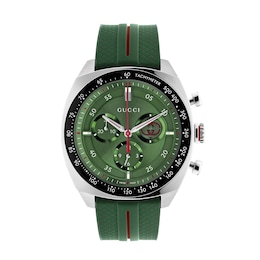 Gucci Interlocking 41mm Green Rubber Strap Watch