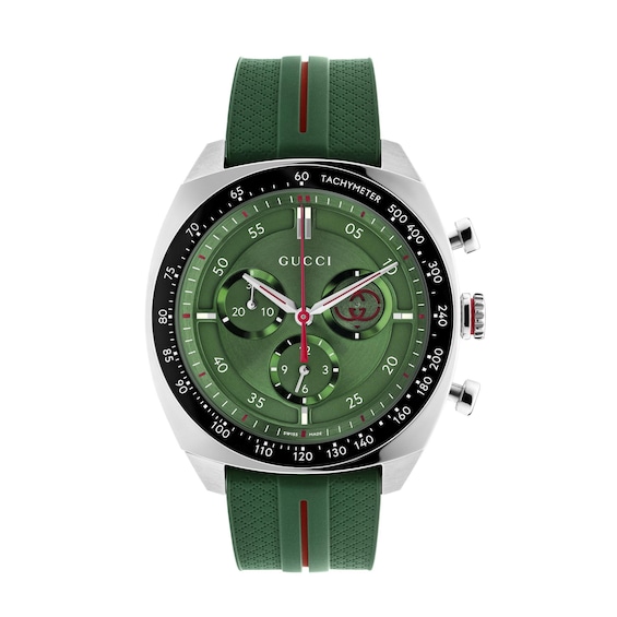 Men's Gucci Interlocking 41Mm Green Rubber Strap Watch