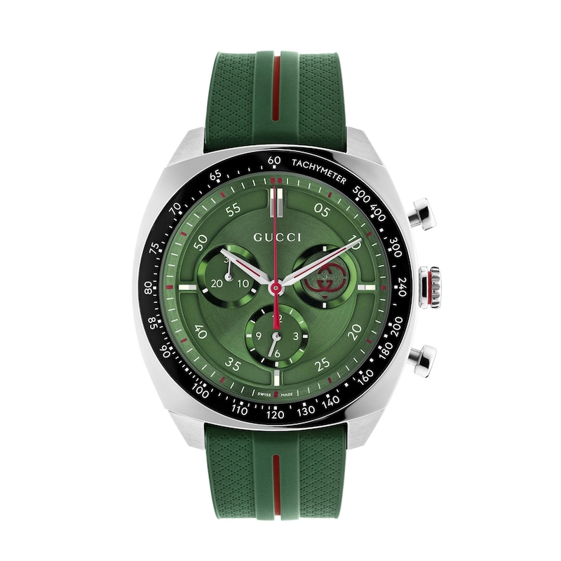 Main Image 1 of Gucci Interlocking 41mm Green Rubber Strap Watch