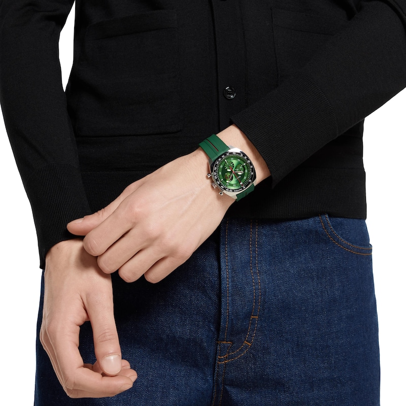 Main Image 4 of Gucci Interlocking 41mm Green Rubber Strap Watch