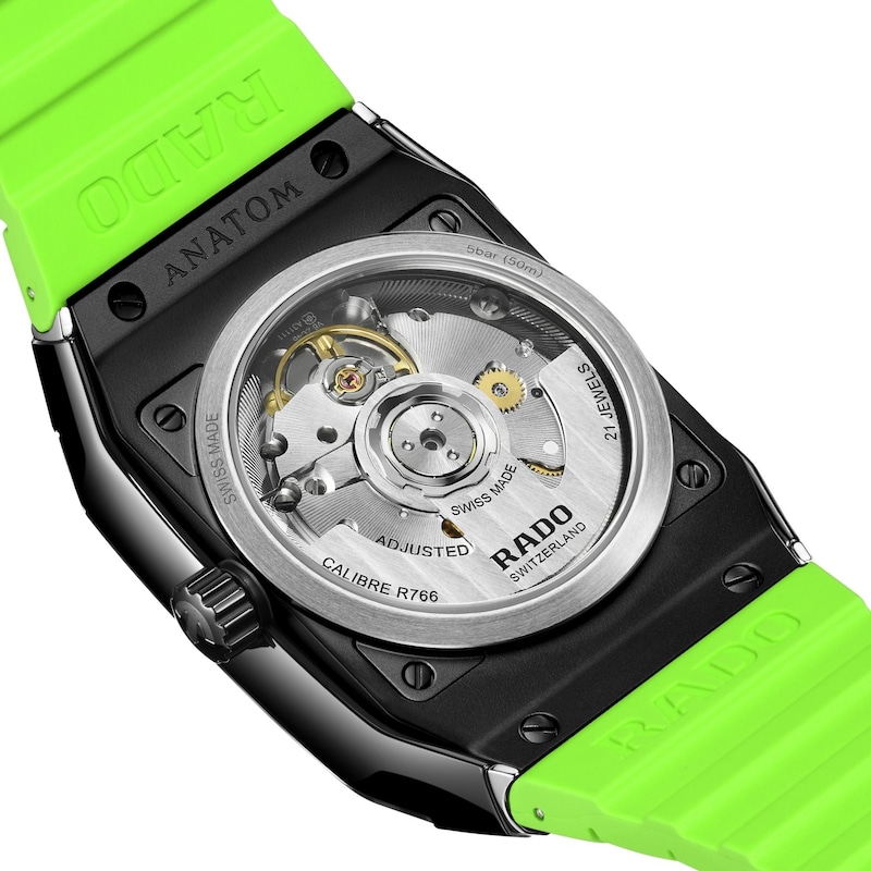 Main Image 5 of Rado Anatom Automatic Lime Green Rubber Strap Watch