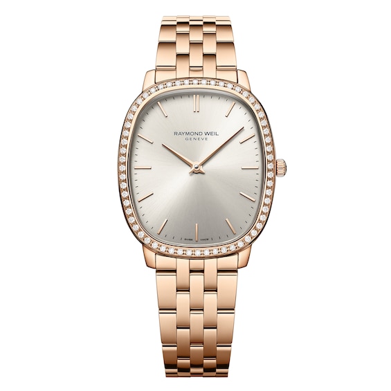 Women's Raymond Weil Toccata Heritage 36Mm Stone Set Rose Gold Tone Bracelet Watch