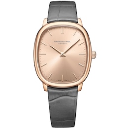 Raymond Weil Toccata Heritage 38mm Rose Gold Tone & Grey Leather Strap Watch