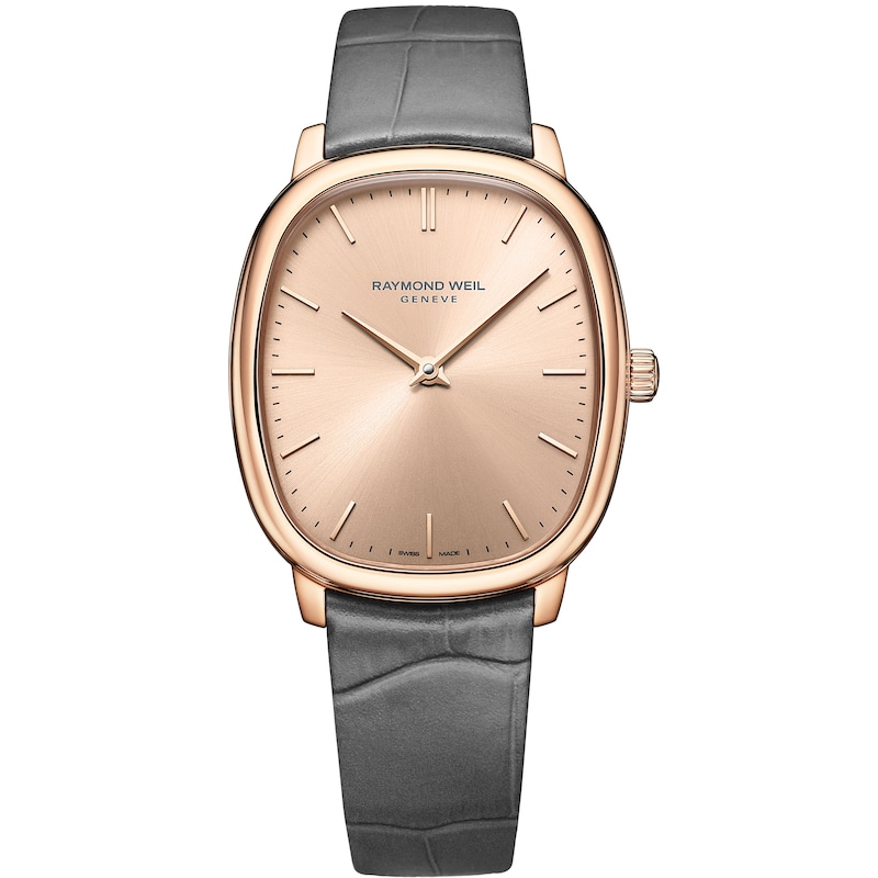 Main Image 1 of Raymond Weil Toccata Heritage 38mm Rose Gold Tone & Grey Leather Strap Watch