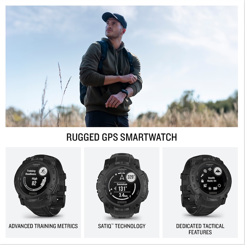 Main Image 2 of Garmin Instinct 3 - 45mm Solar Tactical Black Silicone Strap Watch