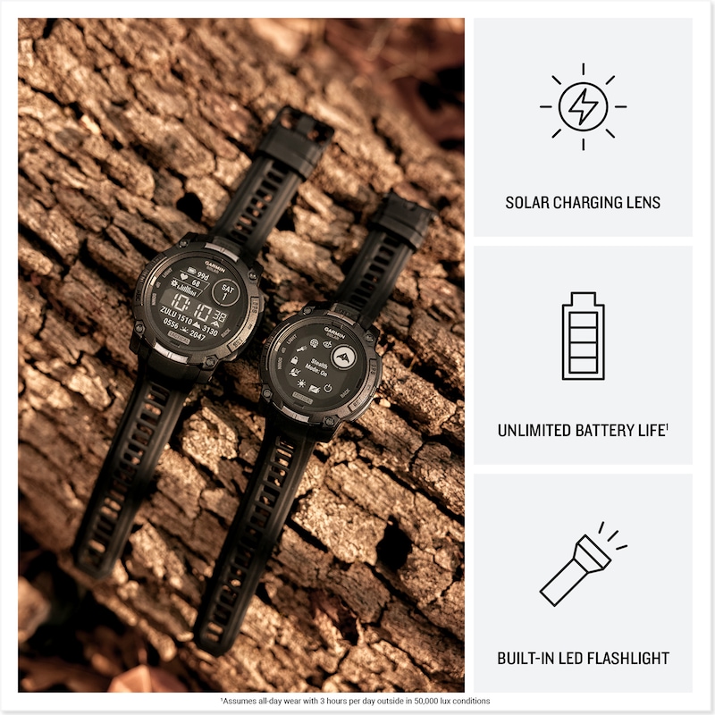 Main Image 3 of Garmin Instinct 3 - 45mm Solar Tactical Black Silicone Strap Watch