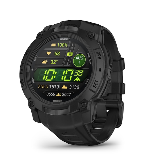 Unisex Garmin Instinct 3 - 50Mm Amoled Tactical Black Silicone Strap Watch