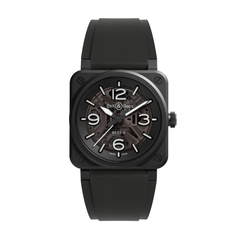 Main Image 1 of Bell & Ross BR-03 Skeleton Black Ceramic & Rubber Strap Watch