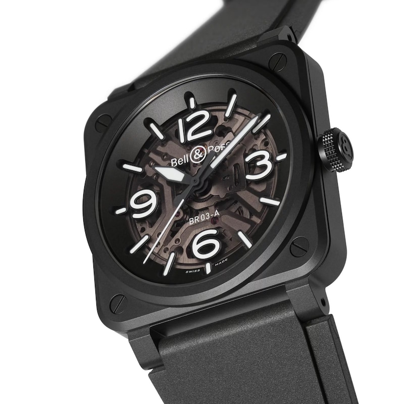 Main Image 2 of Bell & Ross BR-03 Skeleton Black Ceramic & Rubber Strap Watch