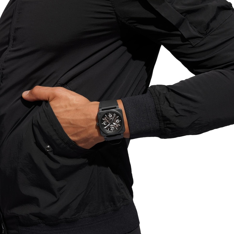 Main Image 4 of Bell & Ross BR-03 Skeleton Black Ceramic & Rubber Strap Watch