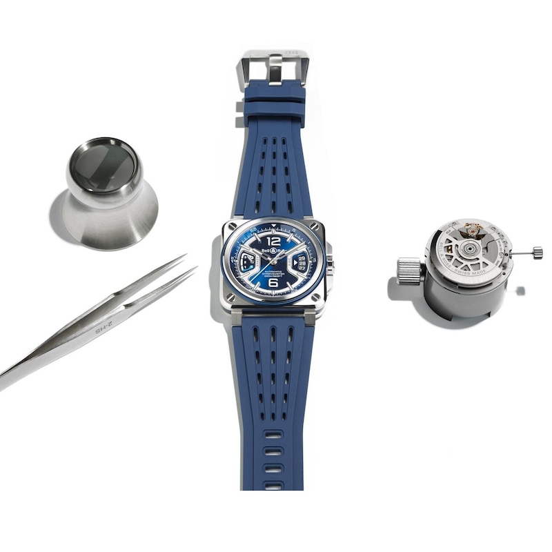 Main Image 5 of Bell & Ross BR-X3 41mm Blue Dial Black Titanium & Rubber Strap Watch
