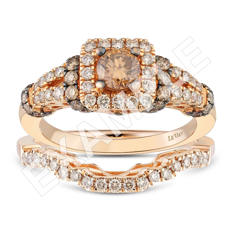 Main Image 4 of Le Vian 14ct Rose Gold & 0.15ct Diamond Shaped Wedding Band