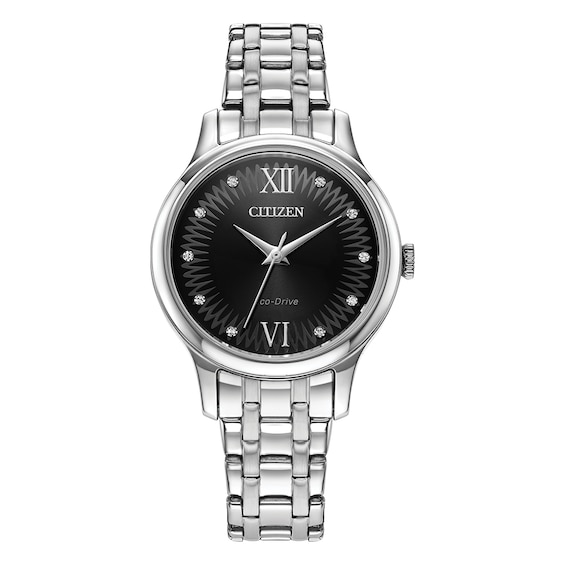 Women's Citizen Eco-Drive Black Dial & Stainless Steel Watch