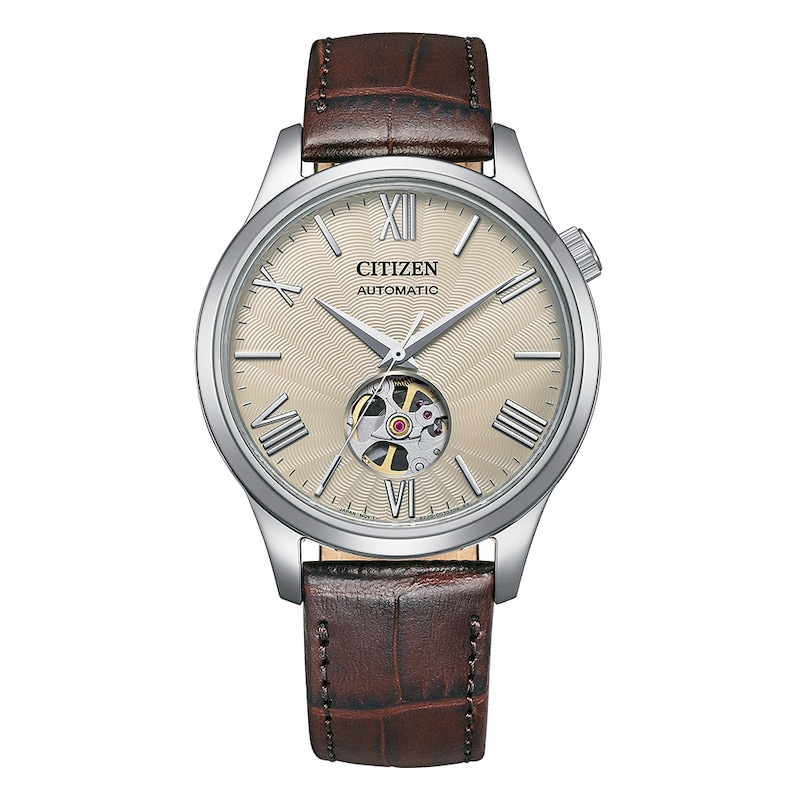 Main Image 1 of Citizen Automatic Mechanical Open Heart Brown Leather Strap Watch