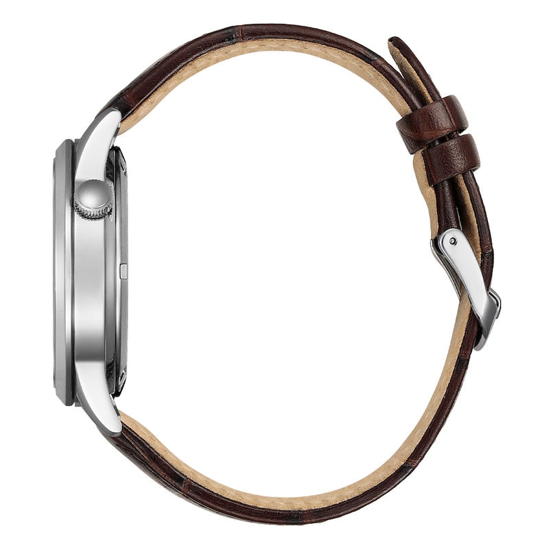 Main Image 2 of Citizen Automatic Mechanical Open Heart Brown Leather Strap Watch