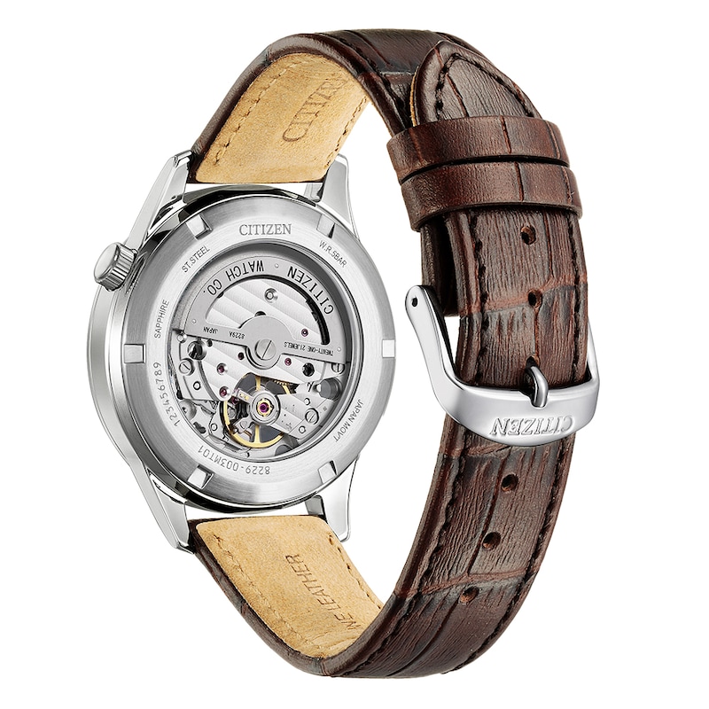 Main Image 3 of Citizen Automatic Mechanical Open Heart Brown Leather Strap Watch