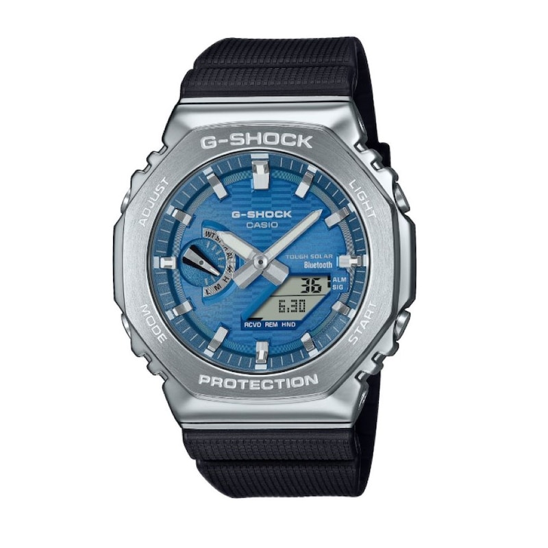 Main Image 1 of G-Shock GBM-2100A-2BER G-Steel 2100 Series Blue Octagonal Dial Black Strap Bluetooth Solar Watch