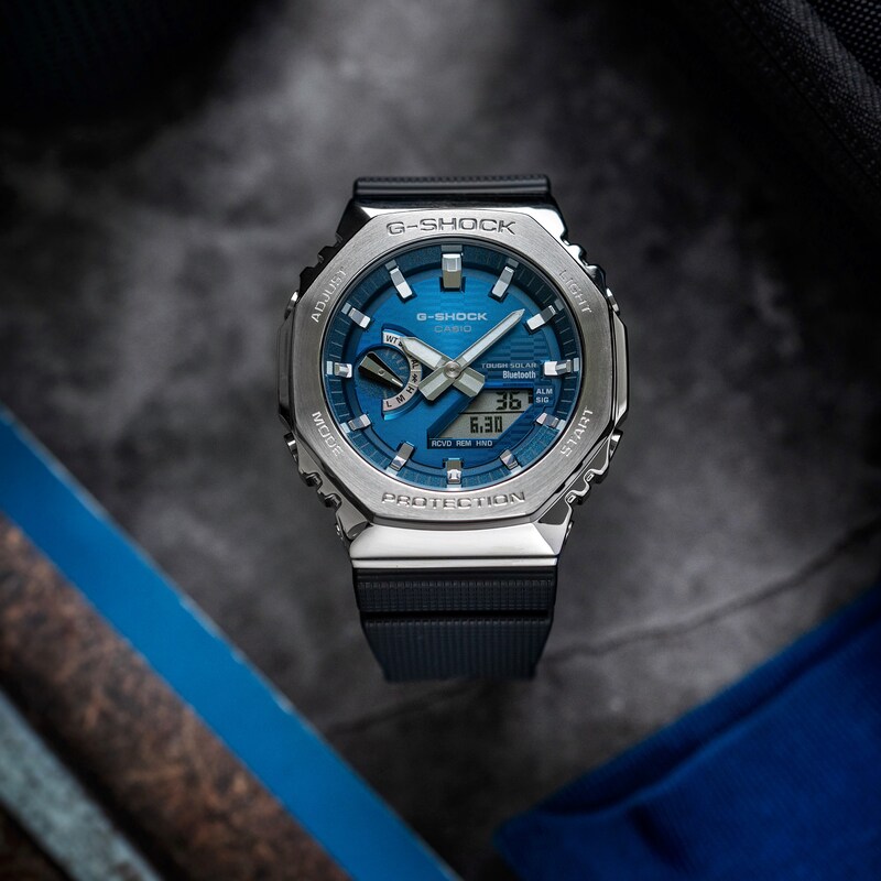 Main Image 2 of G-Shock GBM-2100A-2BER G-Steel 2100 Series Blue Octagonal Dial Black Strap Bluetooth Solar Watch