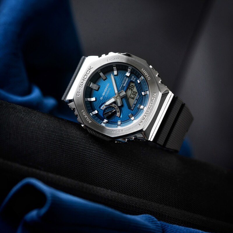 Main Image 3 of G-Shock GBM-2100A-2BER G-Steel 2100 Series Blue Octagonal Dial Black Strap Bluetooth Solar Watch