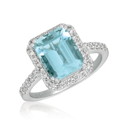 Le Vian 14ct White Gold Aquamarine & 0.45ct Diamond Ring