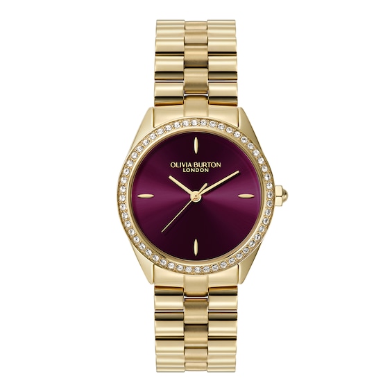 Women's Olivia Burton Bejewelled 34Mm Crystal & Light Gold Ip Bracelet Watch