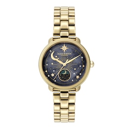 Olivia Burton Moonphase 34mm Light Gold IP Bracelet Watch