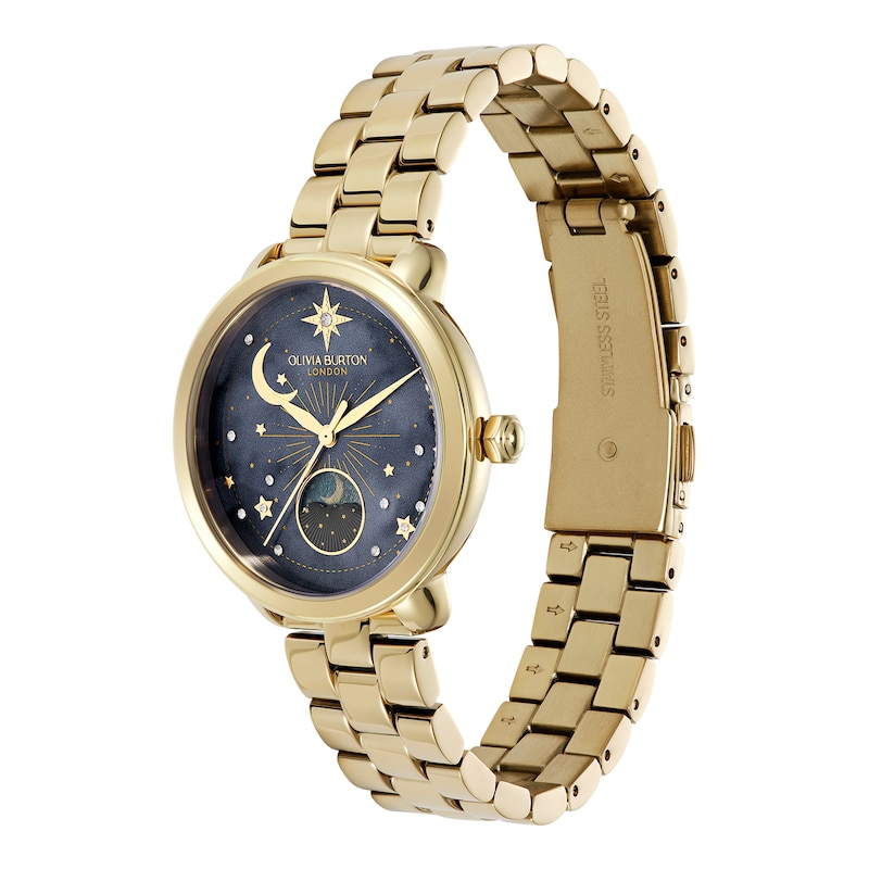 Main Image 2 of Olivia Burton Moonphase 34mm Light Gold IP Bracelet Watch