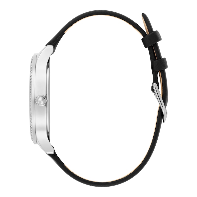 Main Image 3 of Olivia Burton Beaulieu 34mm Crystal & Black Leather Strap Watch