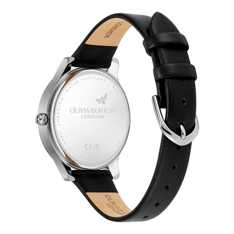 Main Image 4 of Olivia Burton Beaulieu 34mm Crystal & Black Leather Strap Watch