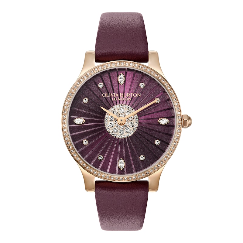 Main Image 1 of Olivia Burton Beaulieu 34mm Crystal & Cherry Red Leather Strap Watch