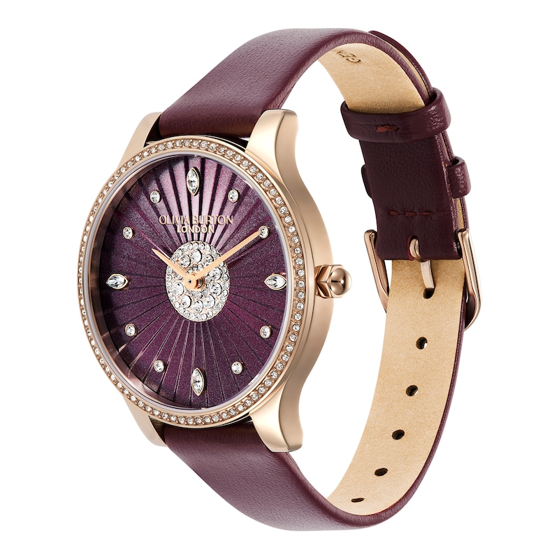 Main Image 2 of Olivia Burton Beaulieu 34mm Crystal & Cherry Red Leather Strap Watch