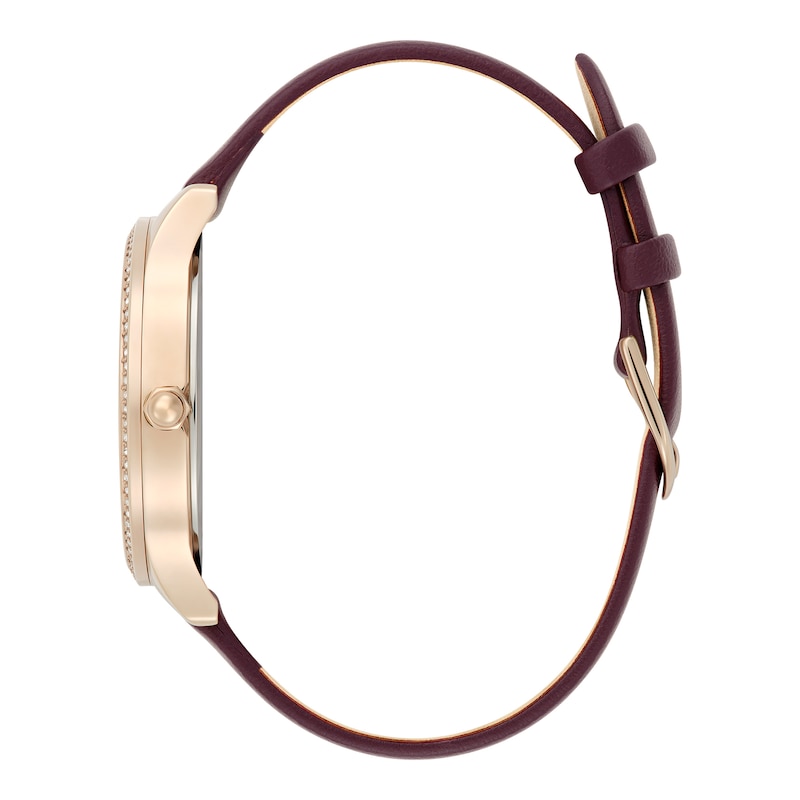 Main Image 3 of Olivia Burton Beaulieu 34mm Crystal & Cherry Red Leather Strap Watch