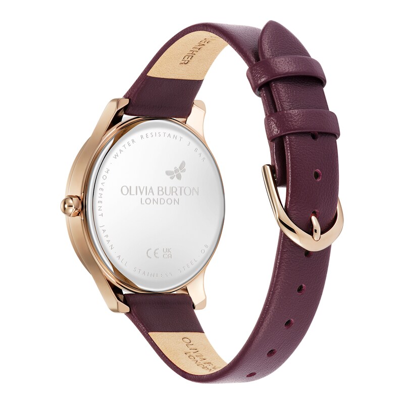 Main Image 4 of Olivia Burton Beaulieu 34mm Crystal & Cherry Red Leather Strap Watch