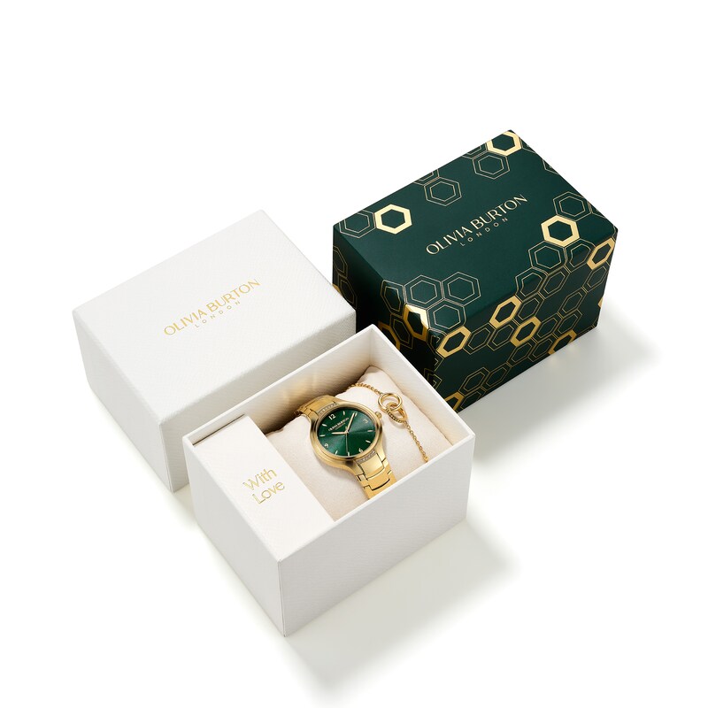 Main Image 2 of Olivia Burton Lea & Interlock 34mm Gold IP Watch & Bracelet Gift Set