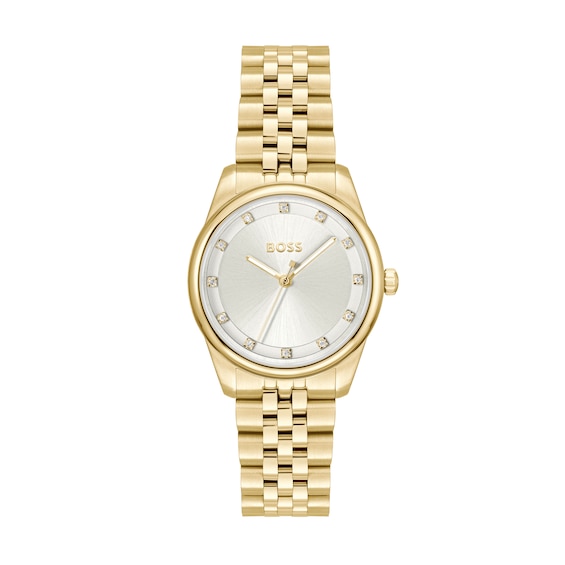 Women's Boss Graceful Precious Light Gold Ip Bracelet Watch