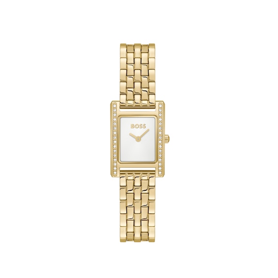Women's Boss Lucy Precious Crystal & Light Gold Ip Bracelet Watch