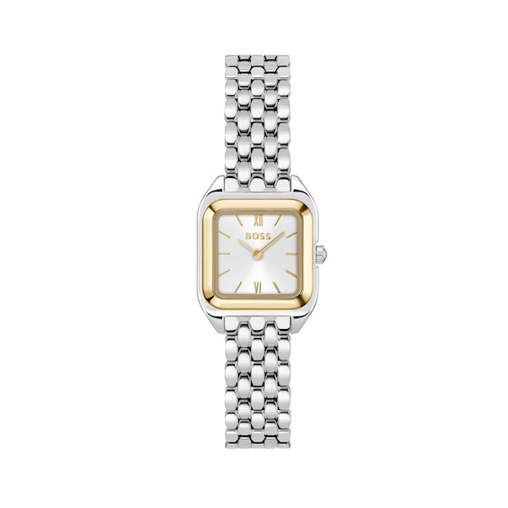 Boss Women's White Silver/Gold Mae Petite Soft Square Two Tone Bracelet Watch - Image 7