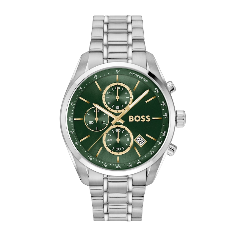 Main Image 1 of BOSS Grand Prix Men's Chronograph Green Dial & Stainless Steel Watch