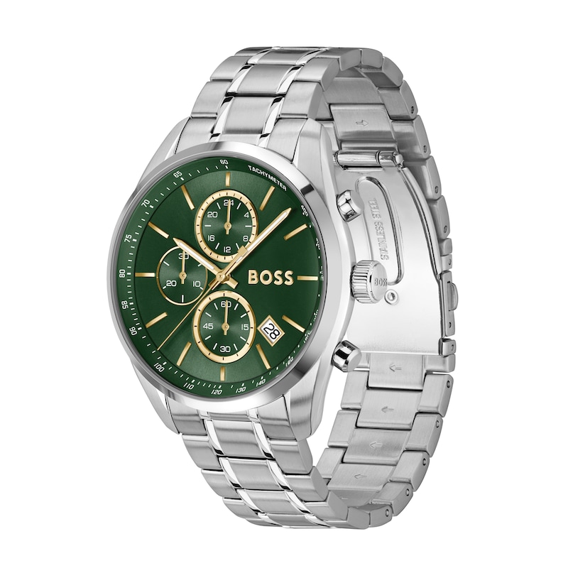 Main Image 2 of BOSS Grand Prix Men's Chronograph Green Dial & Stainless Steel Watch