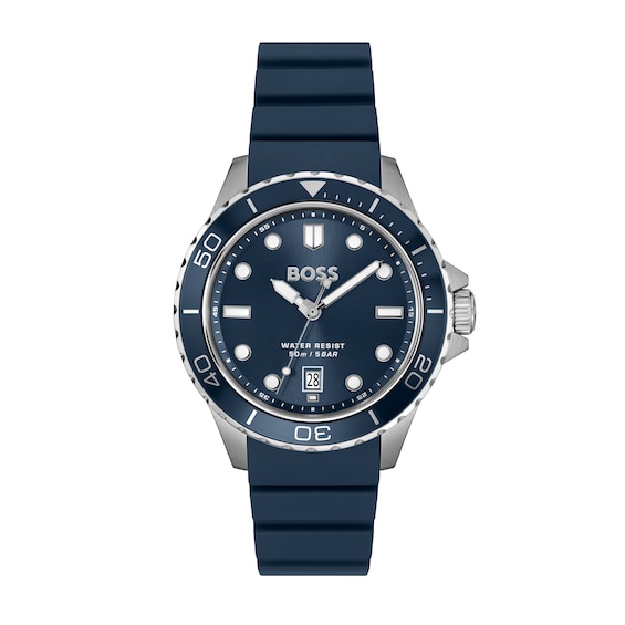 Men's Boss Troper Sport 41Mm Blue Silicone Strap Watch