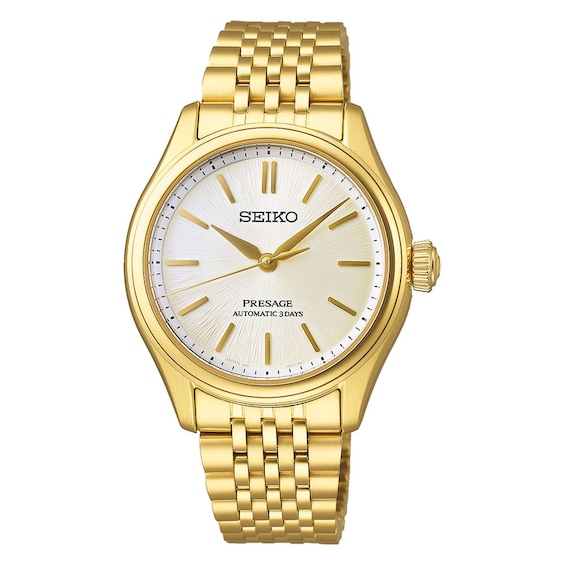 Men's Seiko Presage Classic Series 'Shiro-Iro' 36Mm Gold Tone Bracelet Watch