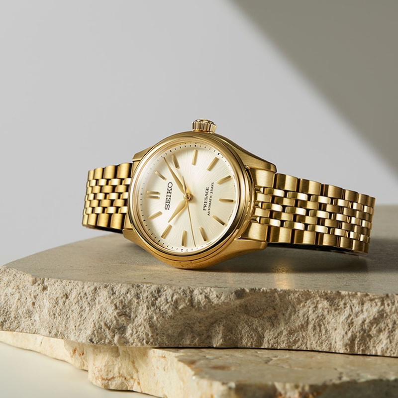Main Image 5 of Seiko Presage Classic Series 'Shiro-Iro' 36mm Gold Tone Bracelet Watch
