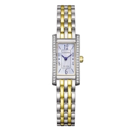 Citizen Eco-Drive Mother Of Pearl Crystal Dial & Two Tone Bracelet Watch