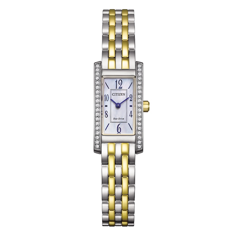 Main Image 1 of Citizen Eco-Drive Mother Of Pearl Crystal Dial & Two Tone Bracelet Watch