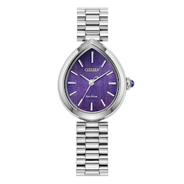 Citizen Eco-Drive Purple Pear Shaped Dial & Stainless Steel Watch