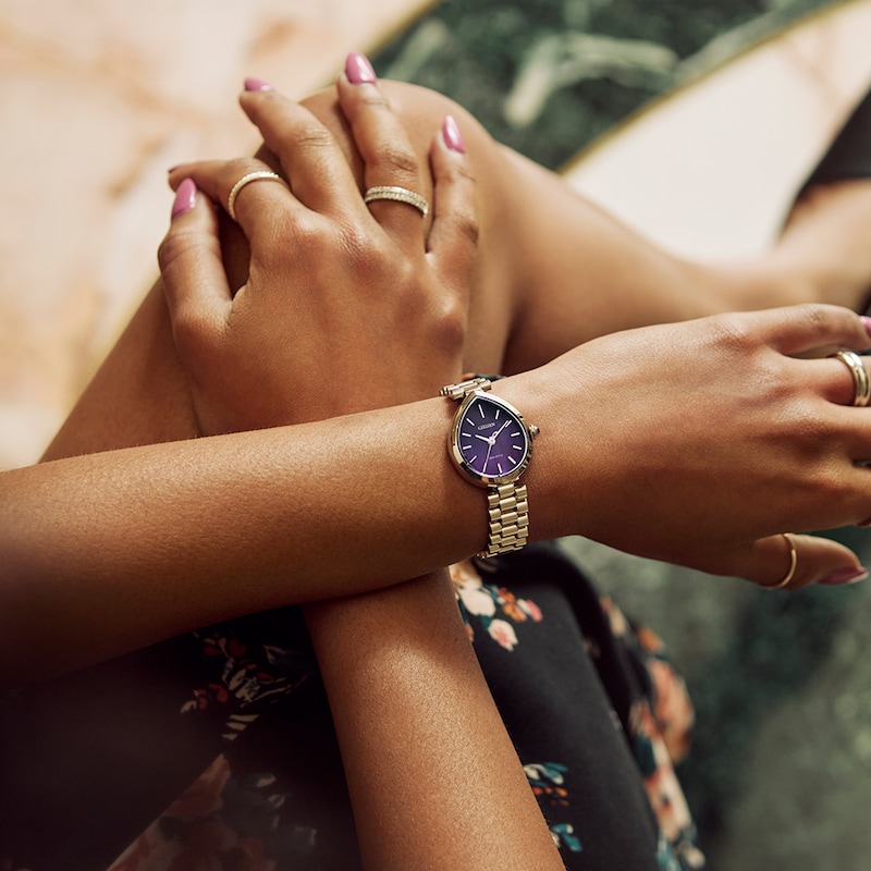 Main Image 5 of Citizen Eco-Drive Purple Pear Shaped Dial & Stainless Steel Watch