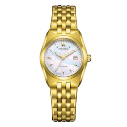 Citizen Eco-Drive Women's Mother Of Pearl Dial & Gold Tone Bracelet Watch