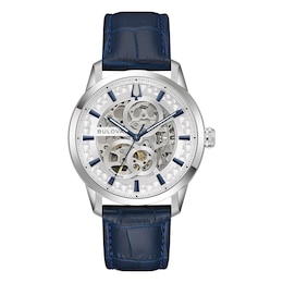 Bulova Sutton Automatic 40mm Skeleton Dial & Blue Leather Watch