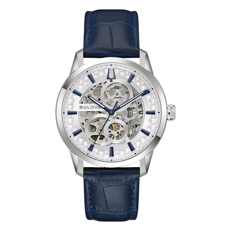 Main Image 1 of Bulova Sutton Automatic 40mm Skeleton Dial & Blue Leather Watch